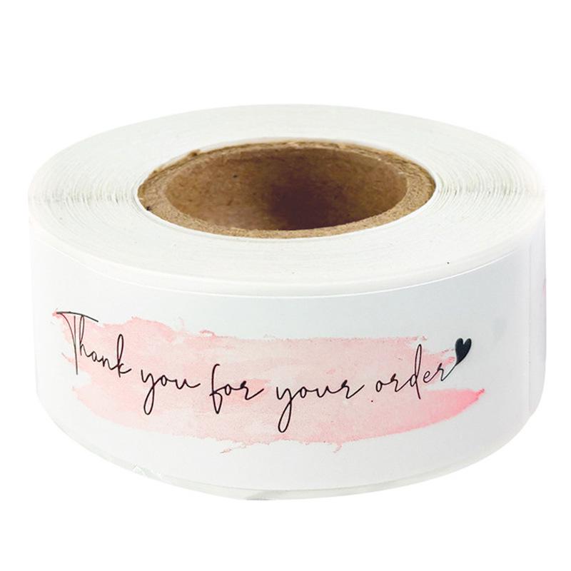 

Pink Thank You for Your Order Gift and Packaging Sealing Sticker