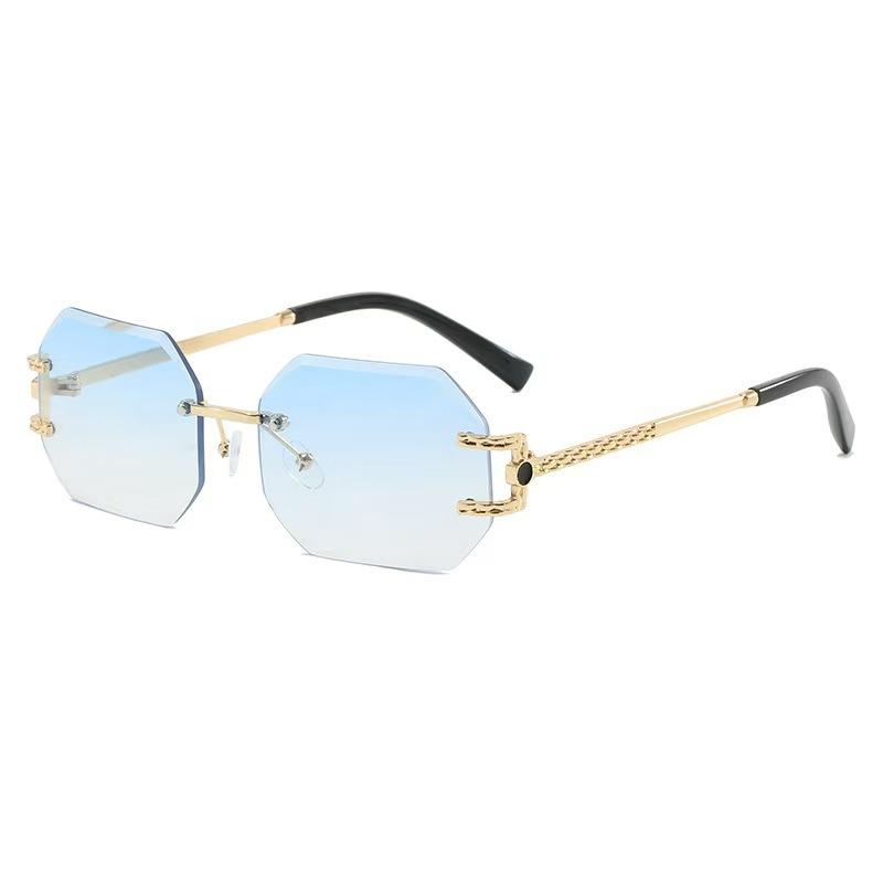 Neue Vintage Quadratische Sonnenbrille Damen Herren Rahmenlos Rechteckige Sonnenbrille Damenbrille Oculos De Sol für Männer Frauen Brille
