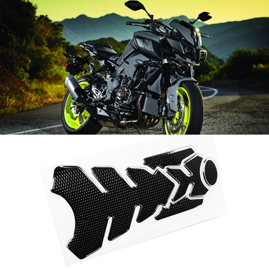 3D Motorcycle Gas Oil Fuel Tank Sticker Pad Protector Decoration Fit for Yamaha(BlackSilver )