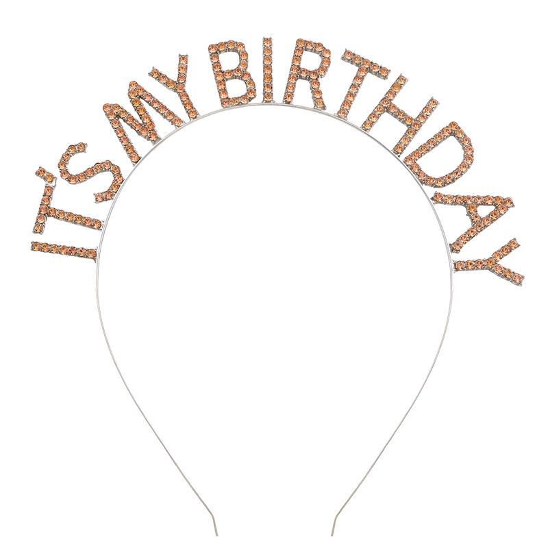 Women's Rhinestone Birthday Crown Headband - Crystal Letter Design