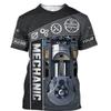 Men's T-shirt Retro T-shirt Summer Clothing Personalized Name Mechanic 3D Printed Top 5XL Street Casual