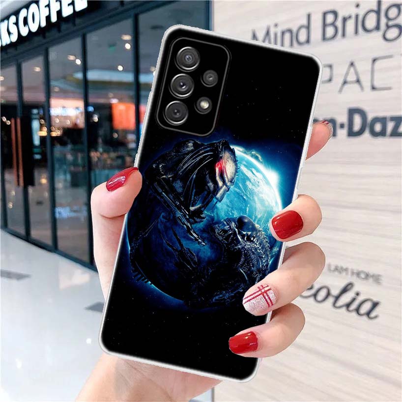 Alien Vs Predator Painted Phone Case For Samsung Galaxy A12 A22 A32 A52 A72 A02S A51 A50S A71 A70 A31 A20S Note 20 Ultra S10 A10