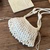 Yogodlns Summer Woven Net Shoulder Bag for Women Beach Hollow Out Crossbody Bag Retro Bohemian Vacation Daily Use Purse