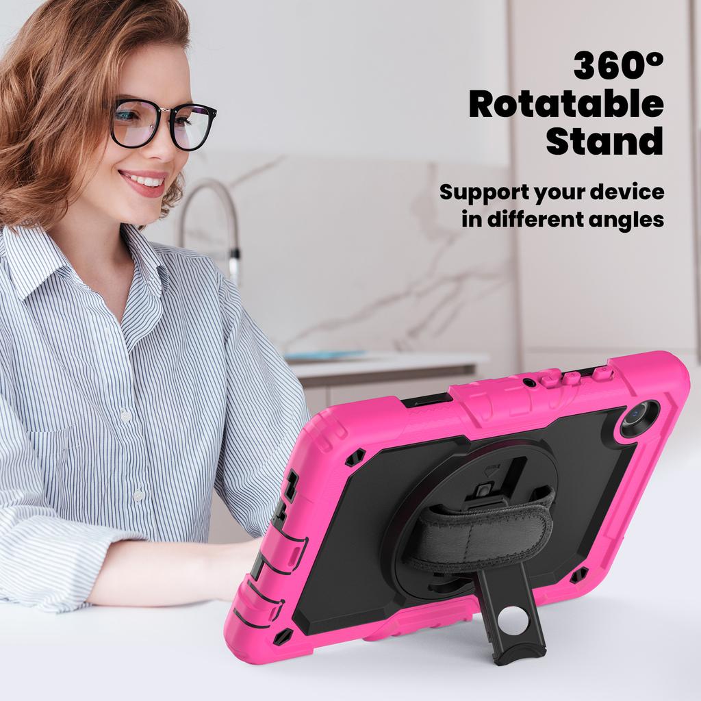 360 Rotatable Stand Armor Case For Samsung Galaxy Tab A9 2023 8.7 inch SM-X110 X115 X117 With Screen Protector Heavy Duty Cover