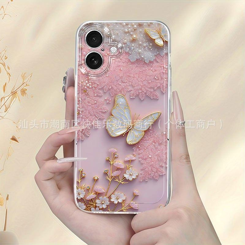 Pearl Butterfly iPhone17ProMax/16/15/14 Luxury 13 Apple 11/12mini Transparent Phone Case