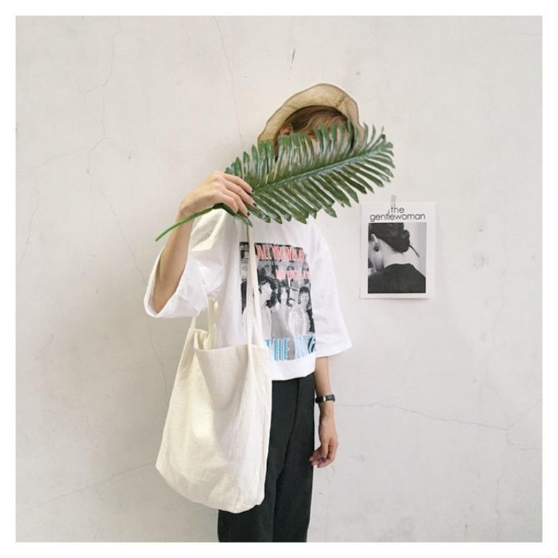 

J Mori washed cotton and linen thin shoulder strap single shoulder handbag cloth bag simple literary Mori women s bag белый