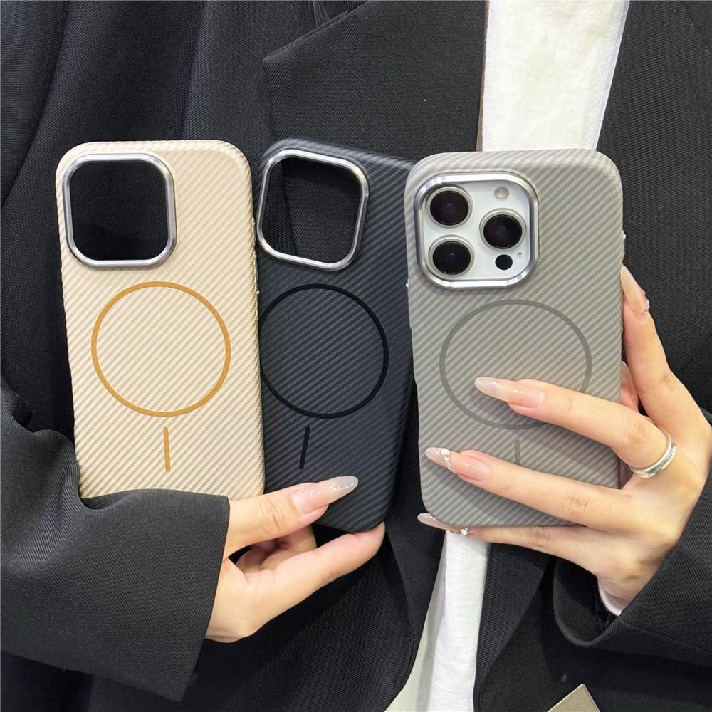 Luxury Matte Carbon Fiber Pattern Magnetic For Magsafe Case For iPhone 14 15 16 Pro Max Wireless Charging Shockproof Hard Cover
