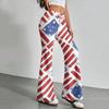 Women's Fashion Loose Drawstring Tight Waist Independence Day Printed Casual Sports Pants Casual Flared Pants