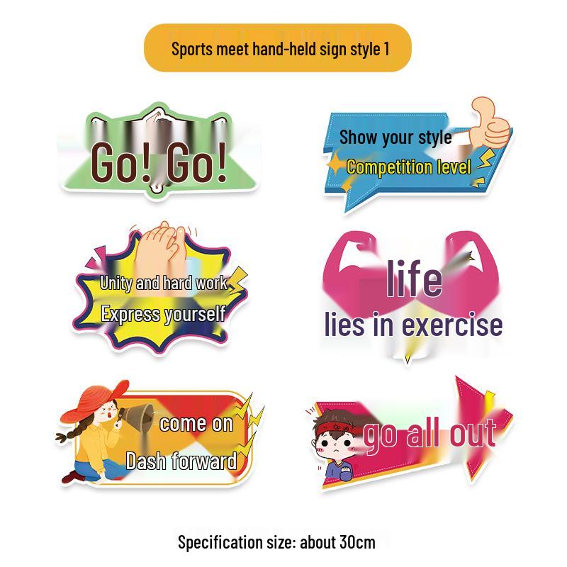 School Sports Ceremony Cheer Handheld Sign Prop with Cat Design