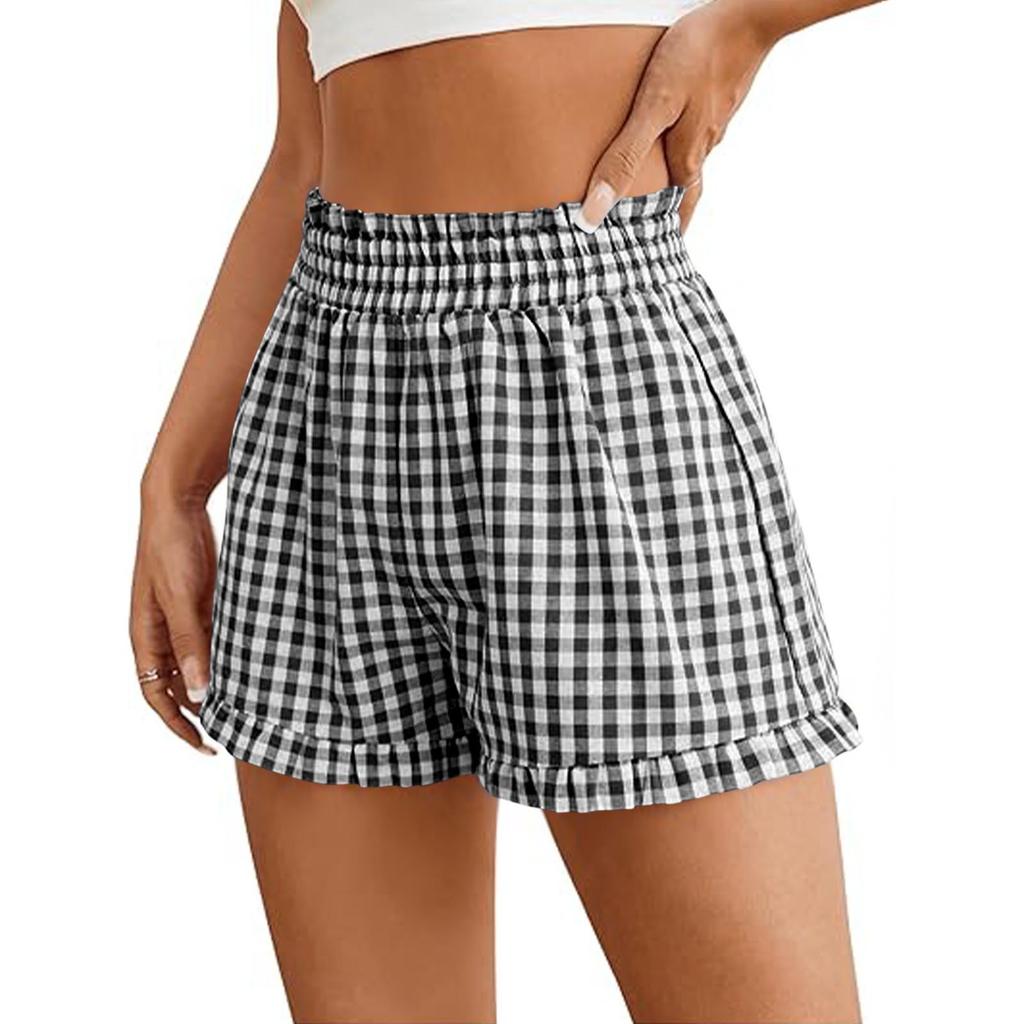 Damen Shorts mit Kordelzug Elastischer Bund Leicht Sommerlich Lässig Kurz Mit Taschen