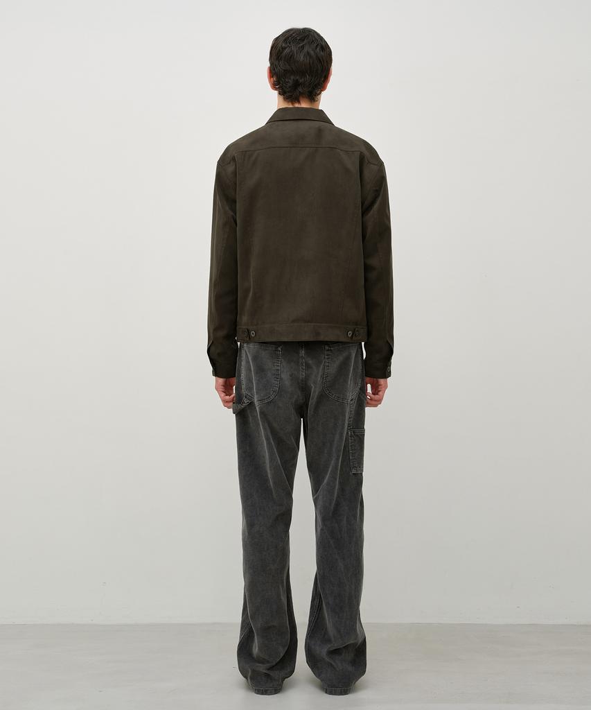 INSILENCE Four Suede Trucker Jacket Olive Brown