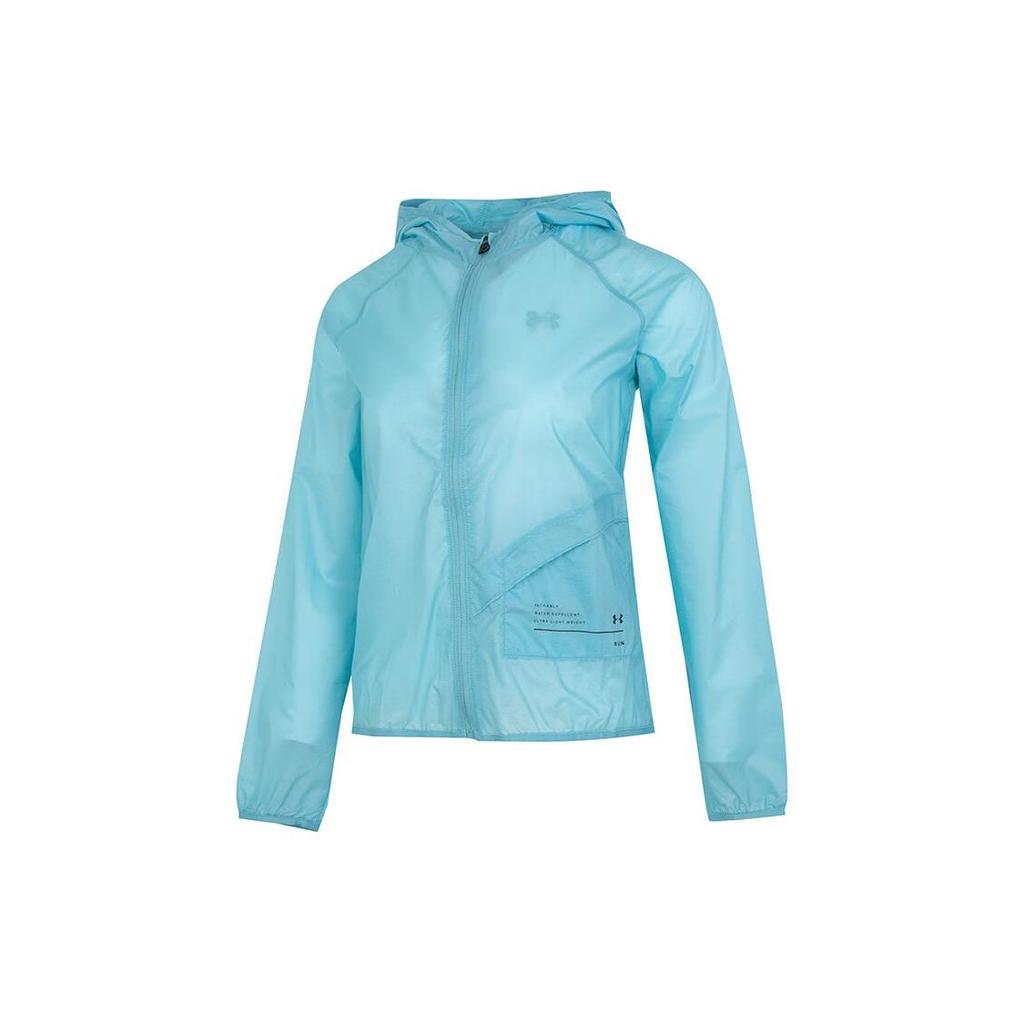 Under Armour Solid Color Fitness Training Windbreaker Jacket Women jackets Blue 1326558-476