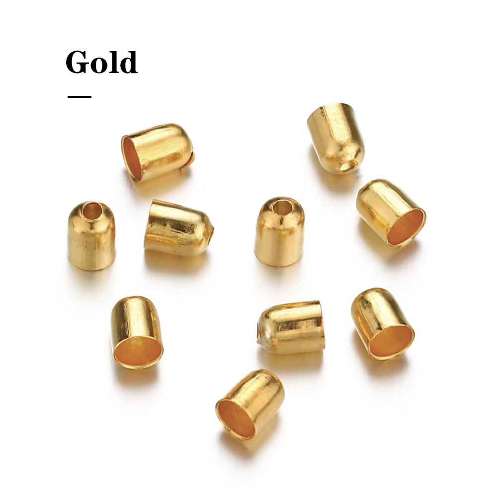 100pcs 3-10 Mm Fastener Leather Cords End CapsBracelets Buckle End Tip Tassel Crimp Beads Caps for DIY Jewelry Making Findings