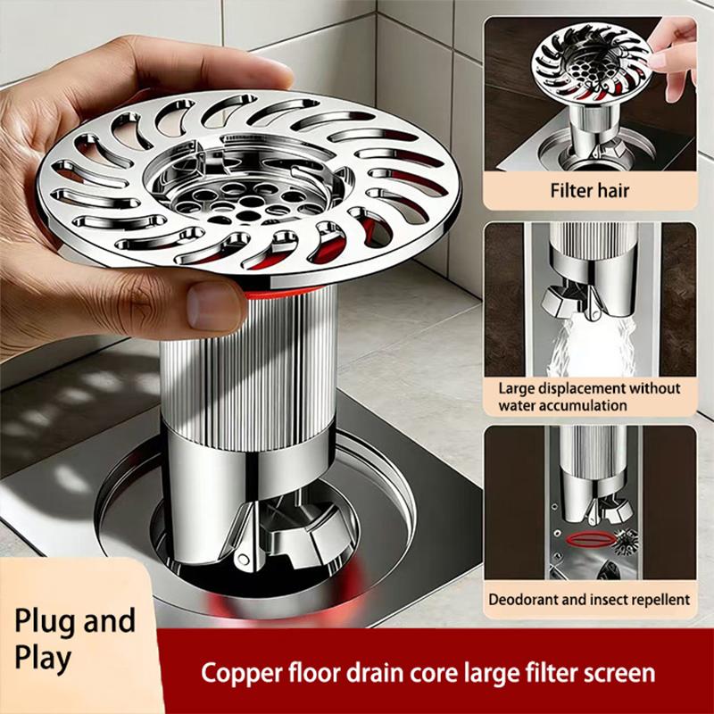 All-copper Floor Drain Deodorizer Bathroom Filter Insect-proof Closed Cover Sewer Floor Drain Core