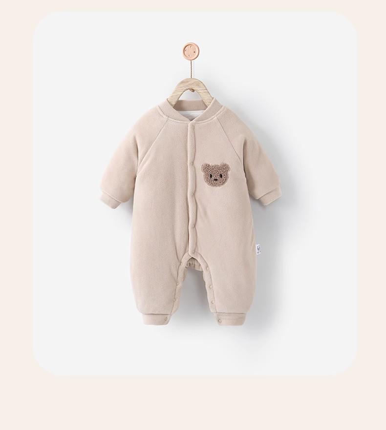 Jingqi Fleece-Lined Cotton Baby Jumpsuit for Autumn/Winter