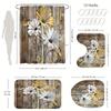 4Pcs Beautiful Flowers Pattern Shower Curtain Set with Non-Slip Bath Mat, Toilet Lid Cover, Contour Rug & 12 Hooks, Bathroom Decor