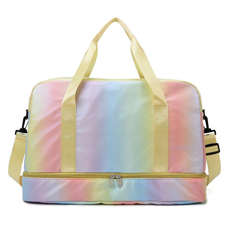 Lightweight and Simple Rainbow Travel Bag Women's Outdoor Multi-functional Large-capacity Luggage Bag New Wet and Dry Separation Storage Bag