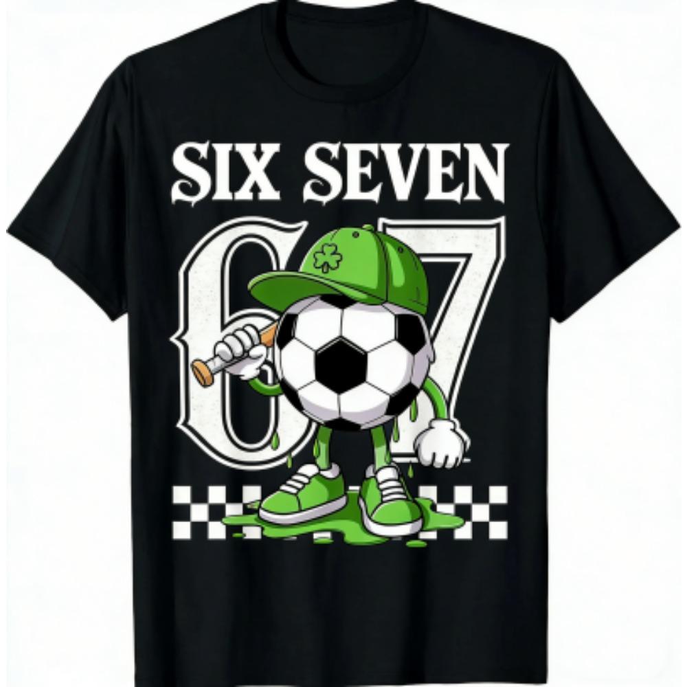 Fashion Men's T-Shirt 67 Six Seven Football Print Men's and Women's Tees Top Summer Short Sleeve O Neck Casual Outdoor Men's Clothing