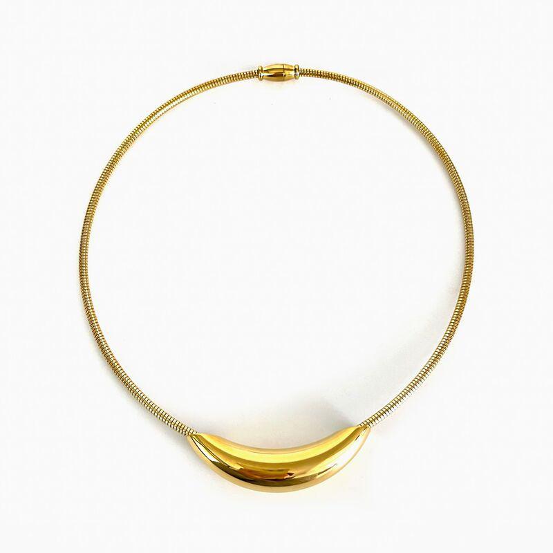 Stainless Steel Snake Chain Pendant Necklace Women With Titanium Smiley Face Charm Gold Plated Geometric Design Gold Finish