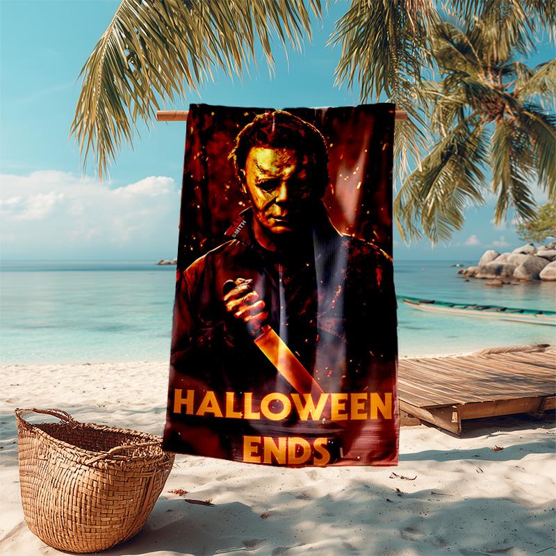 proof beach towel with The Revenge of Michael Myers pattern - soft,absorbent,quick-drying,machine washable - perfect for swimming,camping,bathing