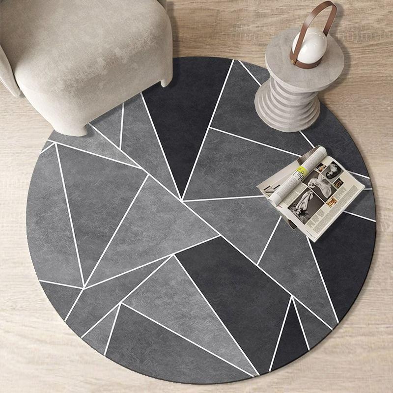 Light Luxury Geometric Round Crystal Velvet Carpet Home Decor Office Study Computer Gaming Chair Floor Mat Bedside Rugs