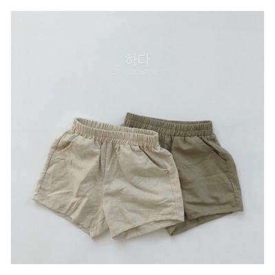 Basic Cotton Linen Texture Kids Thin Washed Summer Shorts For Boys And Girls