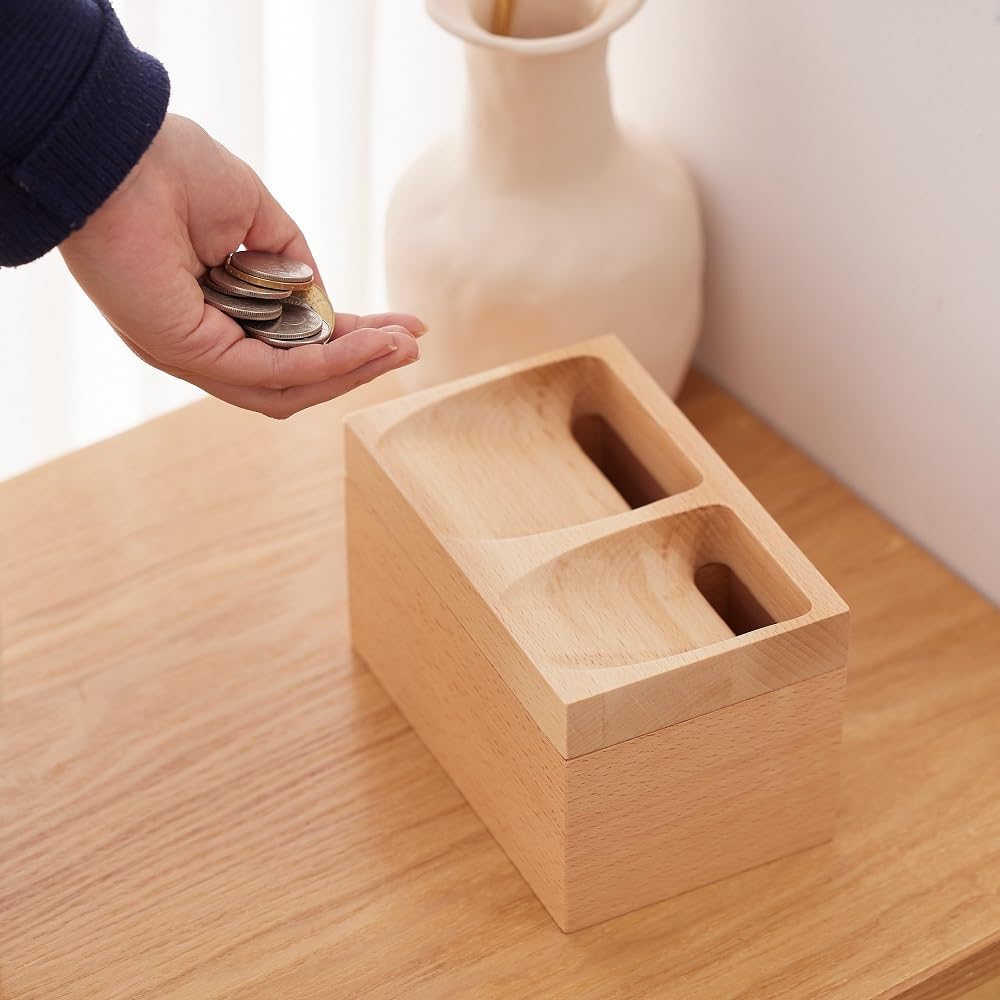 TOSMU Pușculiță ca o ofrandă făcută din pușculiță naturală mică Nou prim sanctuar 7020 cutie, lemn, lemn, elegantă, bancă, monede, mărunțiș, cadou de Anul Nou, vizită,