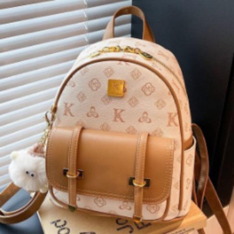 Fashion Contrasting Backpack Women's New High-end Large-capacity Casual Backpack College Style Bag