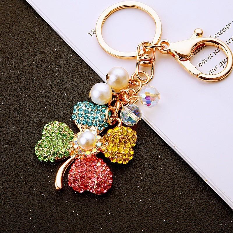 Four Clover Leaves Keychain Bag Decoration Fashion Cars Metal Pendant Gifts