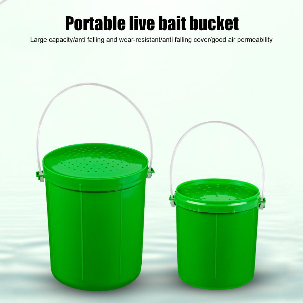 Fishing Bait Bucket Breathable Worm Lures Container Plastic Fishing Bait Holder Portable Handle Storage Tool Fishing Gear