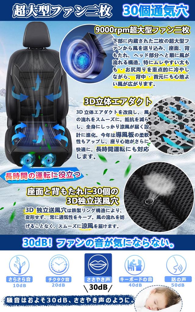 SMARTABL Car Seat 2025 Model Airflow Memory and Automatic Stays Cool from Bottom To Ice Silk Material with Honeycomb Perfect for and DC12V Available