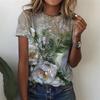 Women's 3D T-shirt with Digital Printing Round Neck Loose Short Sleeved T-shirt