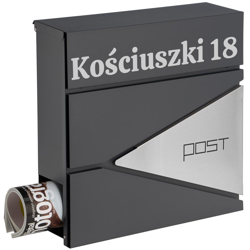 Boris Anthracite Mailbox With Inscriptions