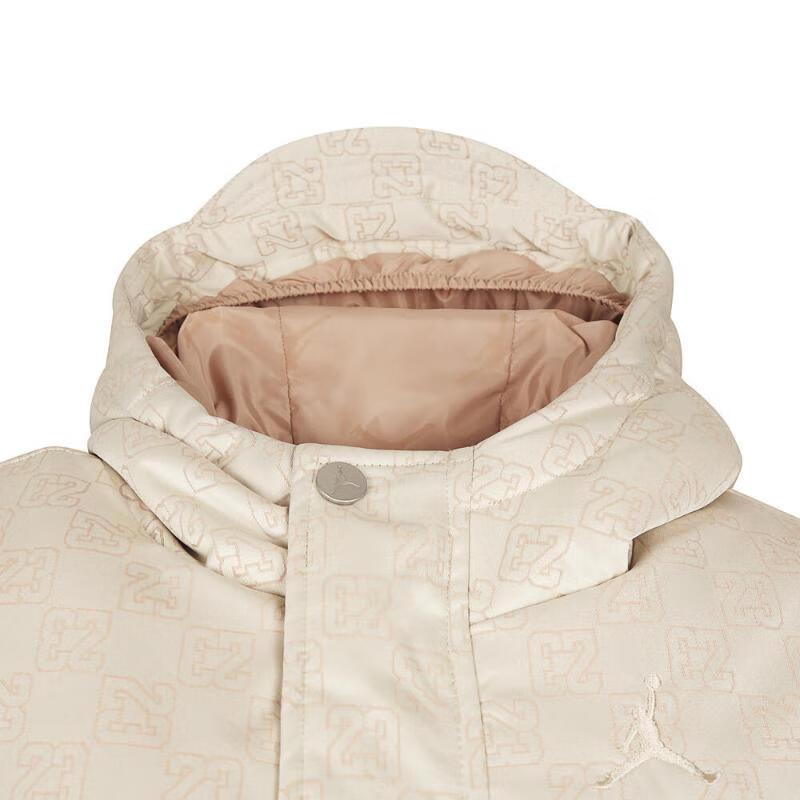 Jordan Down Jacket Fashion Comfortable Versatile Hooded Short Duck Down Kids Jackets Khaki HQ7098-113
