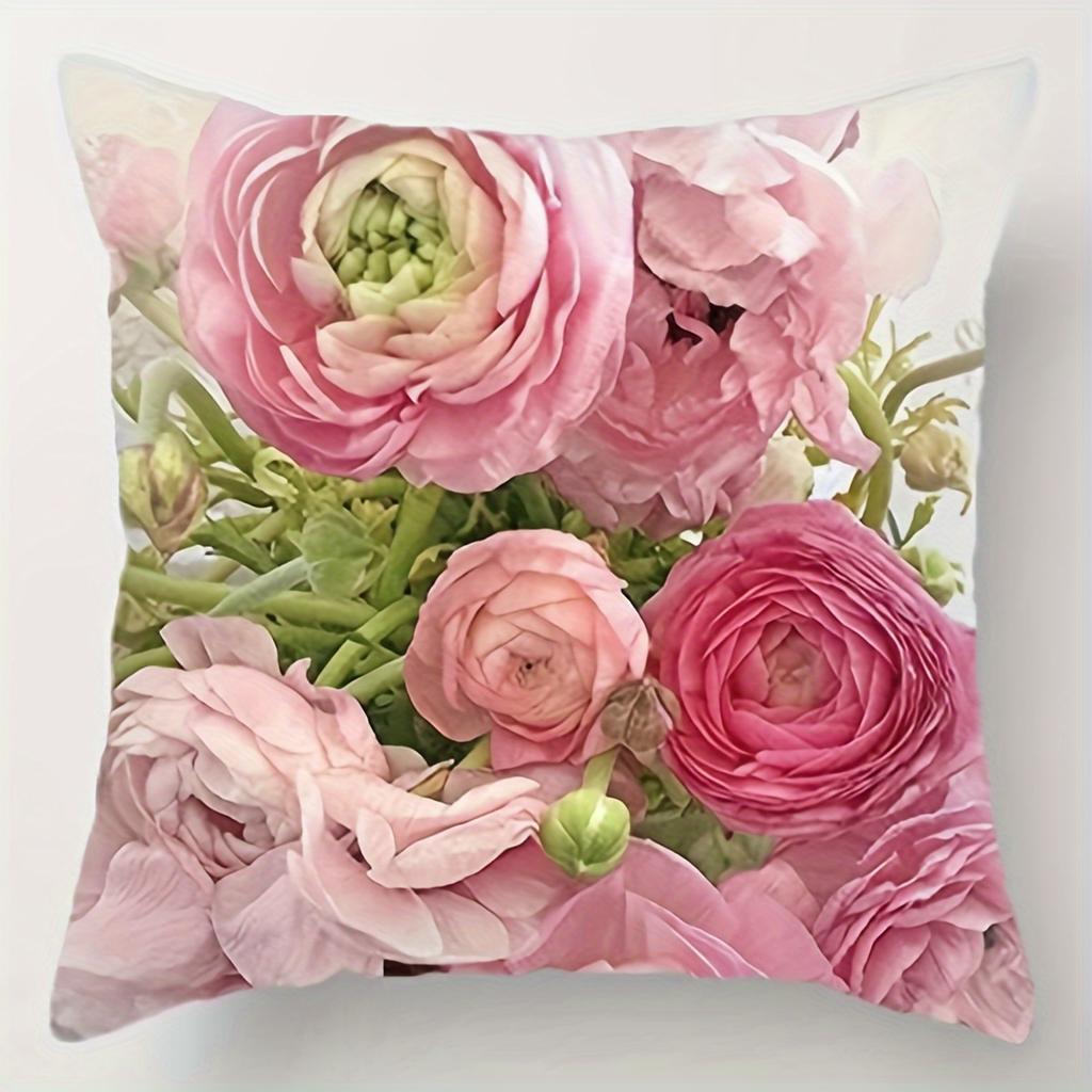 Plant Flowers, Polyester, Pillowcase, Living Room, Sofa, Pillow, Lumbar Cushion Home Decor Room Decor, No Pillow Core