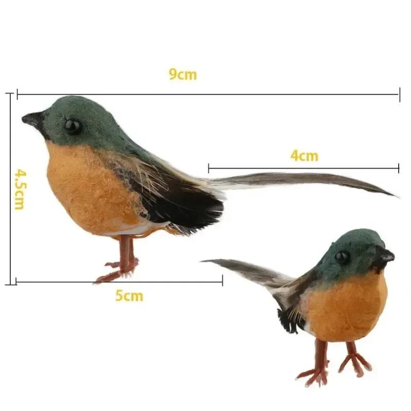 Bird Decoration Artificial Feather Bird Craft Ornament Simulation Little Robin Bird Outdoor Garden Ornaments Decoration