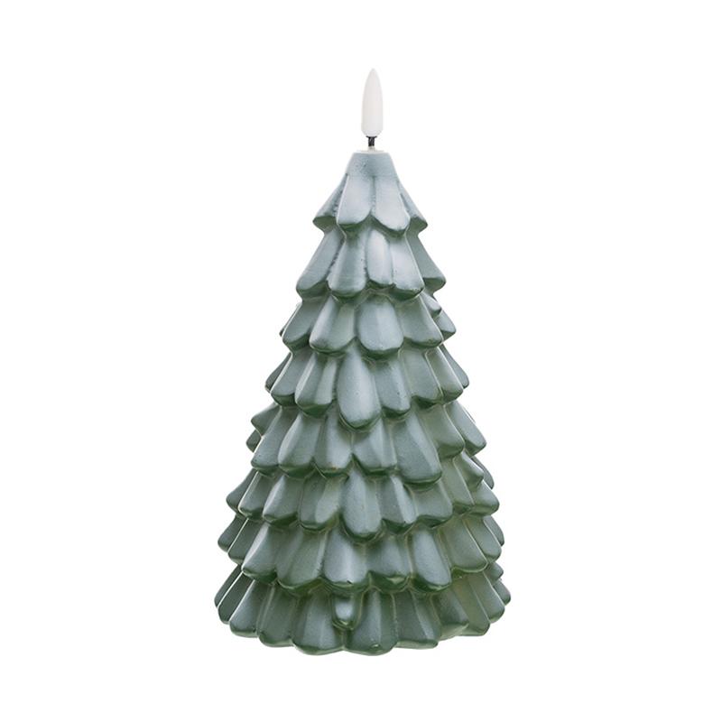 Christmas Tree Shaped Led Candles, Flameless Pillar Candles, Battery Operated Led Candle With 3D Flame Wick, Green Candles