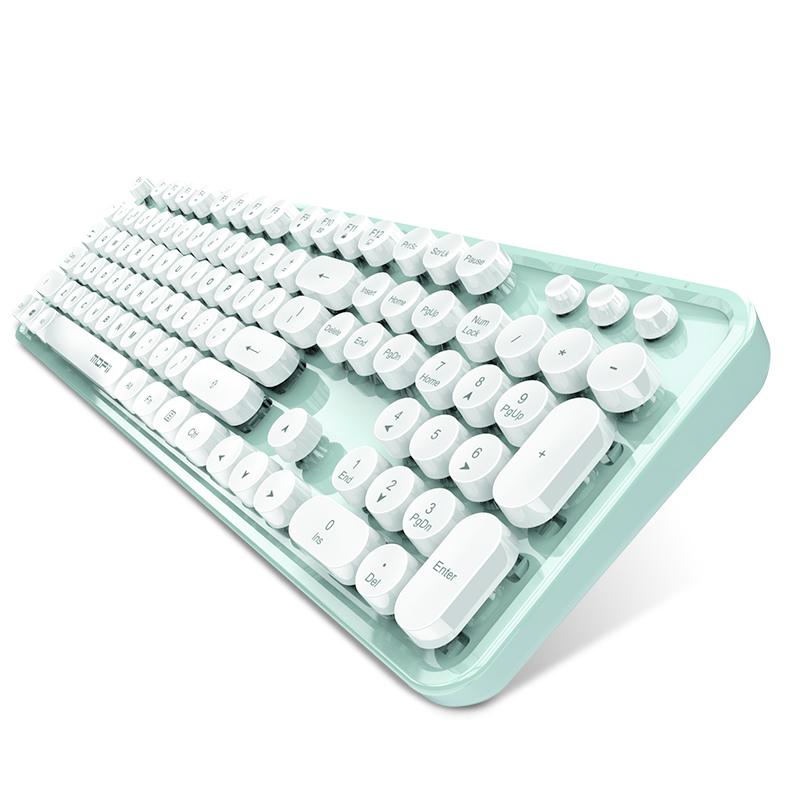 Mofii Tolles 2,4G-Kabellos-Tastatur- und Mauspaket mit 104 runden Tastenkappen, konzipiert für das Büro