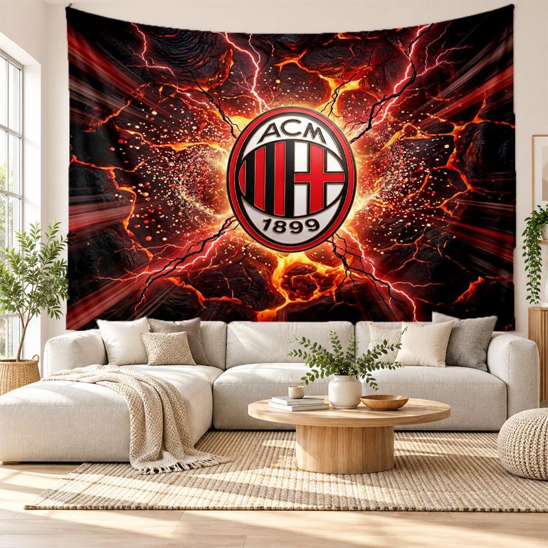 AC Milan Wall Tapestry, Soft Fabric Wall Hanging, Decorative Backdrop For Bedroom Home Wall Art