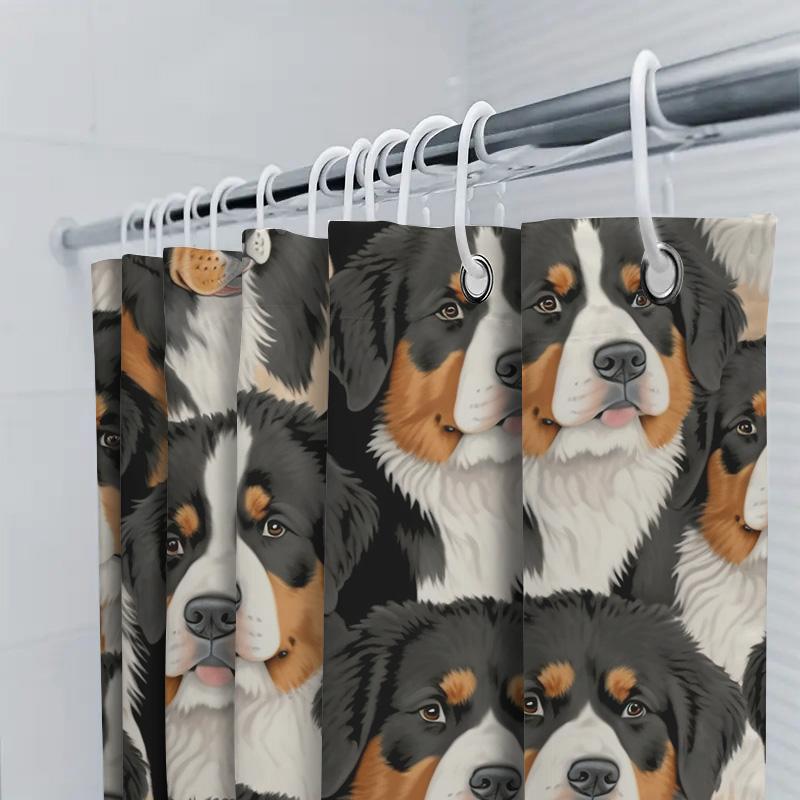Modern Style Pet Dog Print Shower Curtain Waterproof Bath Decoration Home Decor Customizable Size Available