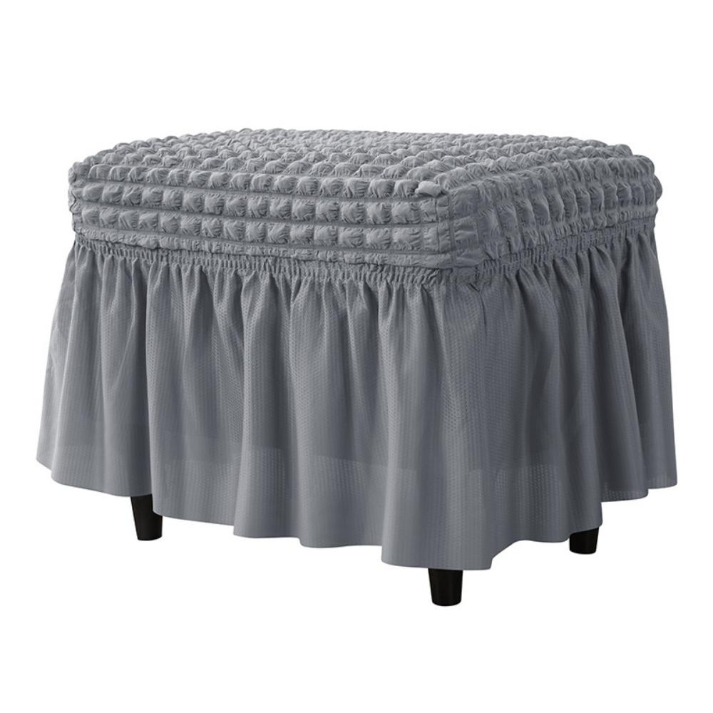 Universal Stool Cover Seersucker Footrest Slipcover Easy Install Ottoman Protector  Dining Room