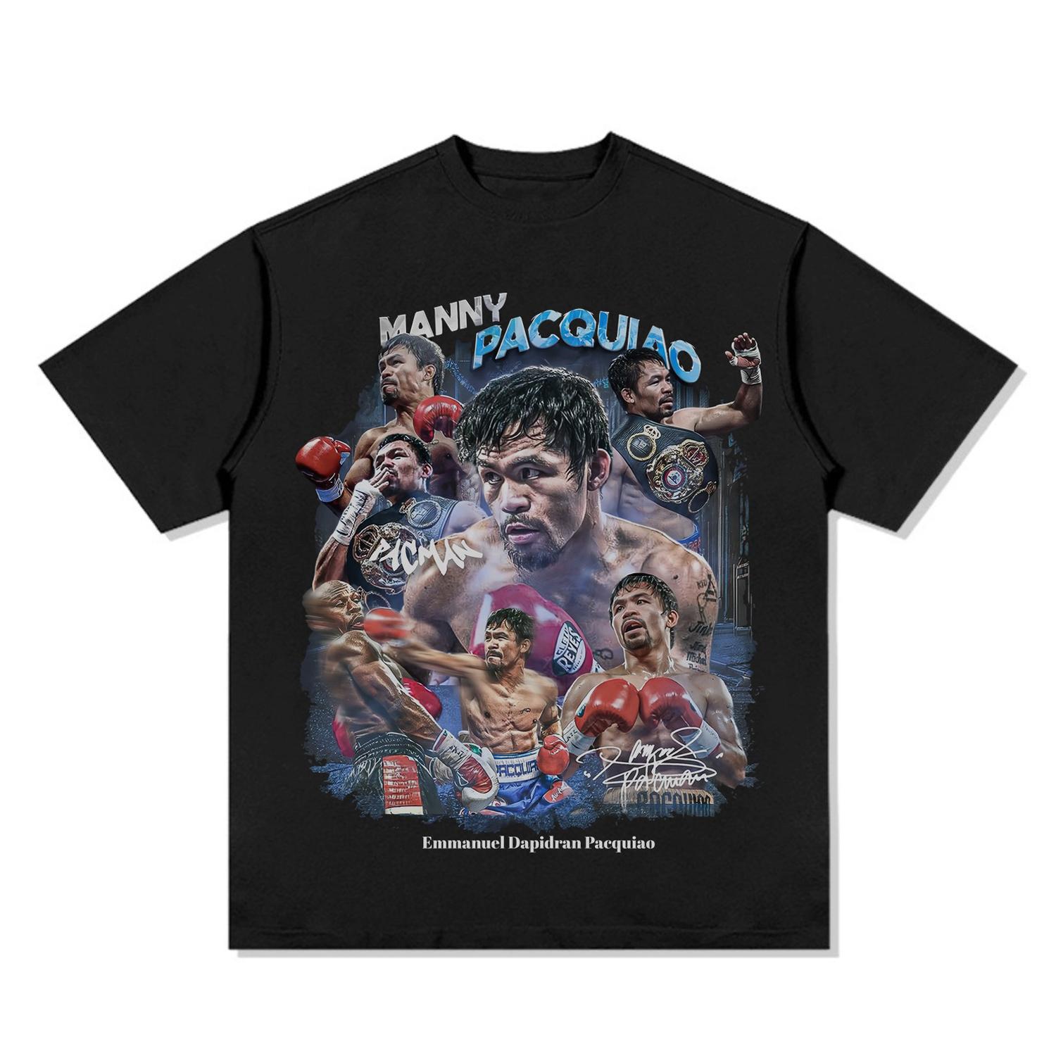 

New Arrival Manny Pacquiao Printed Short sleeve top vintage boxing sports cotton T-shirt O-Neck summer men and kids Tees 4XL