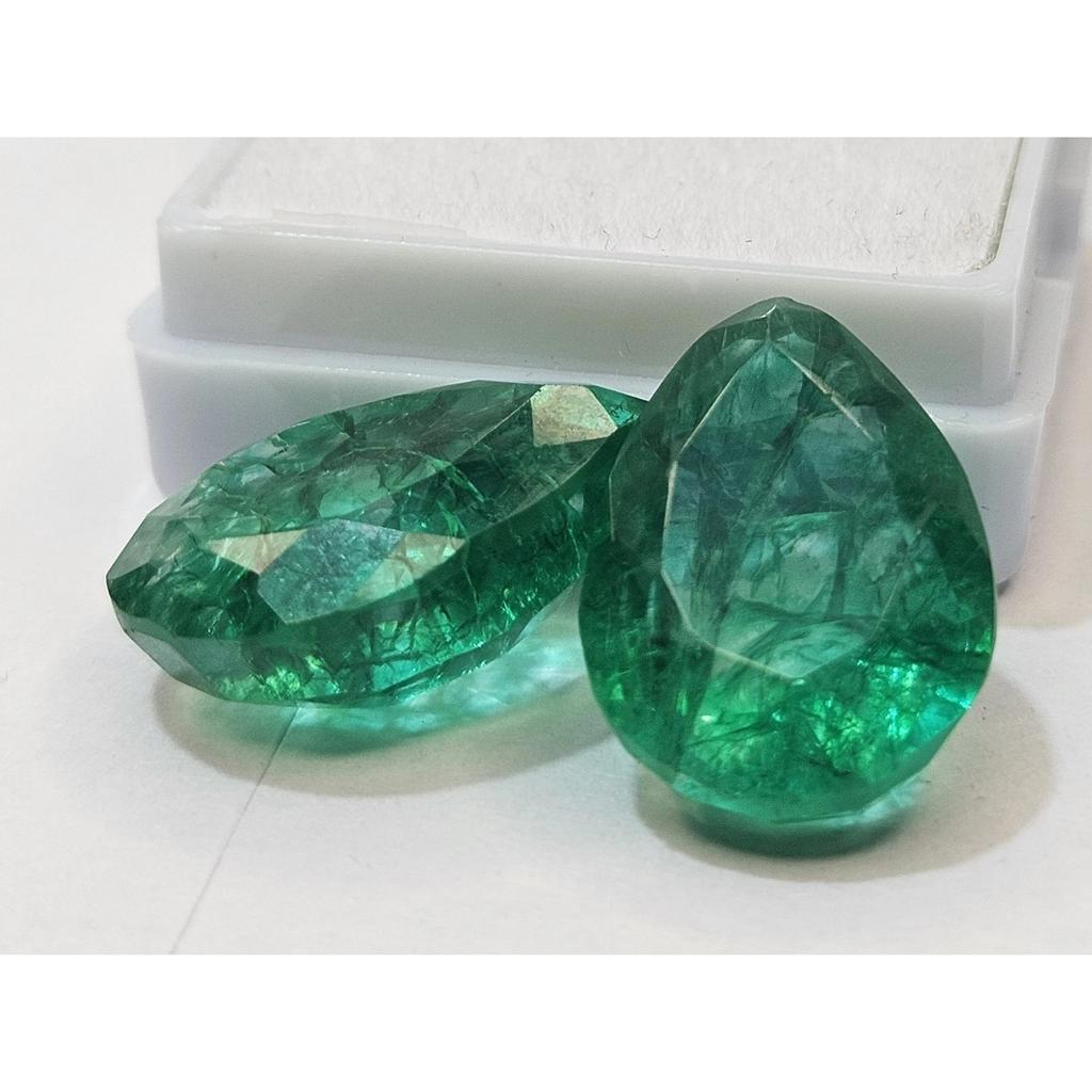 Natural Emerald Colombian Green 20-22 Ct Pear Cut Pair Beautiful Loose Gemstone