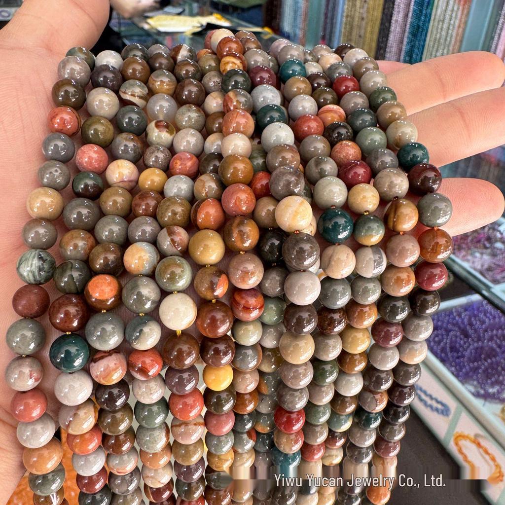 Alashan Natural Jade Multicolor Round Beads - DIY Crystal Jewelry Accessories