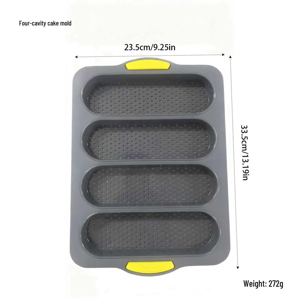 Two-Color Silicone Cake Mold, 4-Cavity Baking Pan for DIY Bread and Cakes