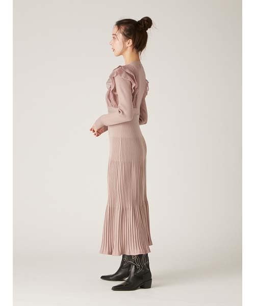 Chiffon Docking Knit Dress LWNO251024MOCF