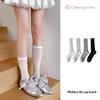 Cheemy Women's Breathable Mesh Ruffle Calf Socks - Korean Style Silk, Ballet Spring/Summer Design, Seamless.