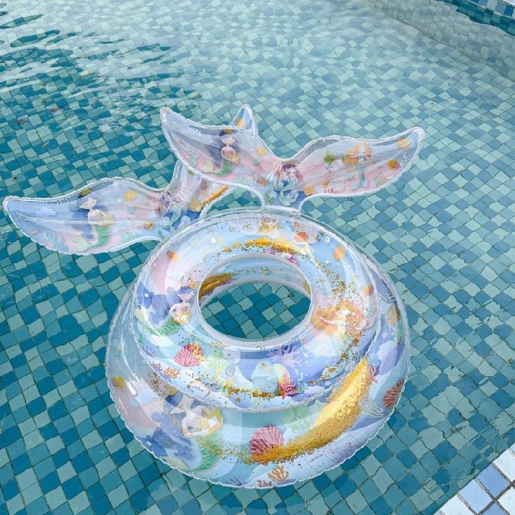 Children's Mermaids Inflatable Swimming Rings Floating Lifebuoys Water Toy for Beach and Water Fun