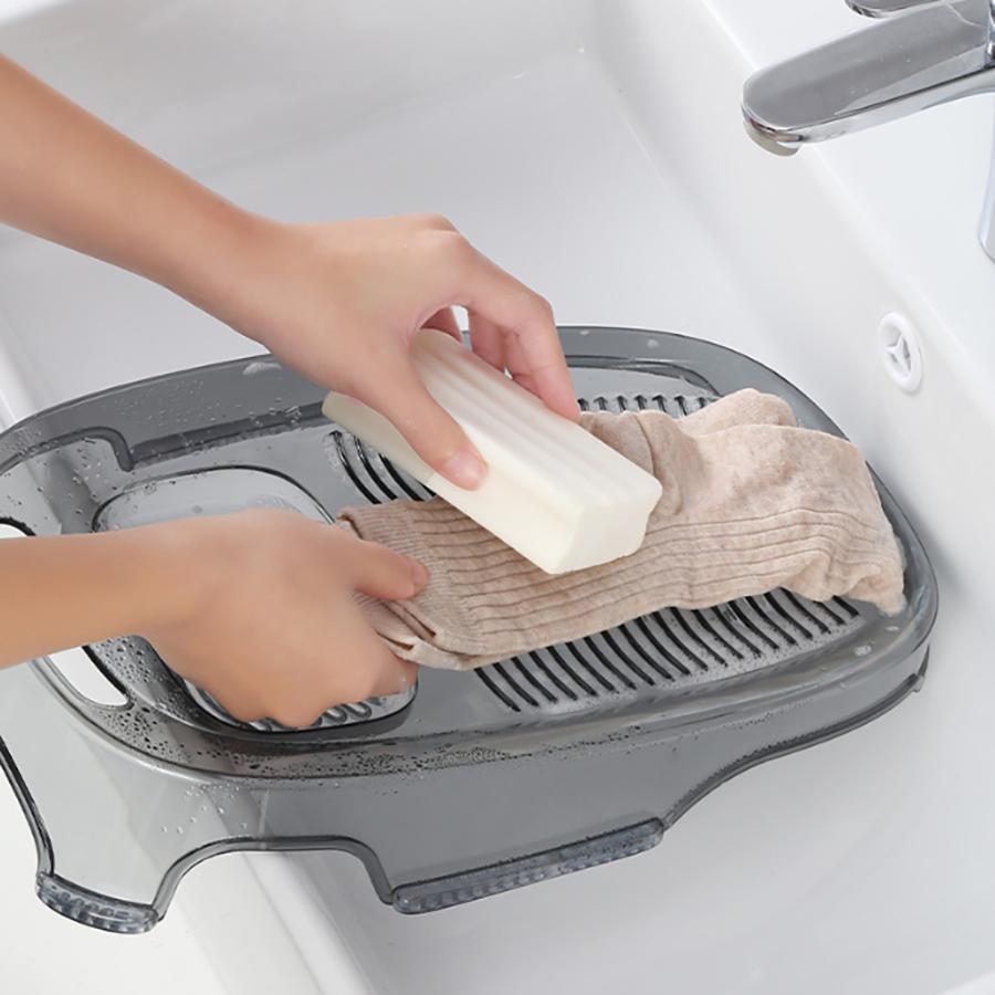 Wash Board, Washboard for Hand Washing Clothes, Plastics Laundry Scrub Board Household with Holder Portable