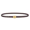 Top grain leather women's belt - smooth buckle detail, genuine leather waistband for dress pants and skirts